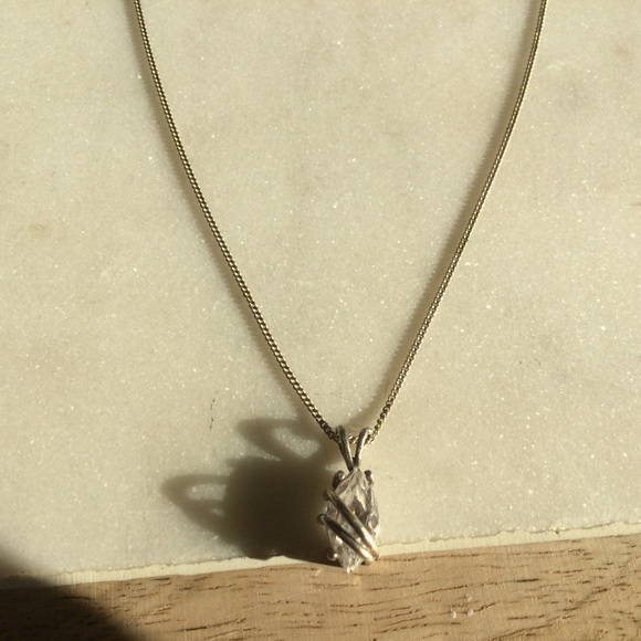 Vintage Sterling Silver Cubic Zirconia Necklace - Picture 2 of 4